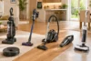 Different vacuum cleaner types displayed in a modern home for a vacuum cleaner buying guide